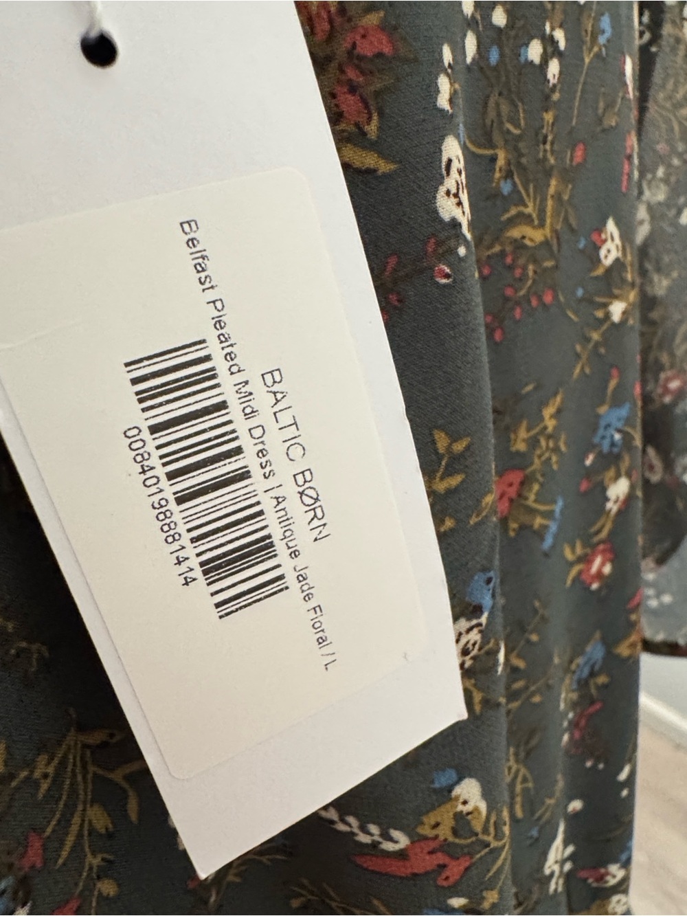 Baltic Born Olive Green Floral Pleated Midi Dress - Picture 3 of 7